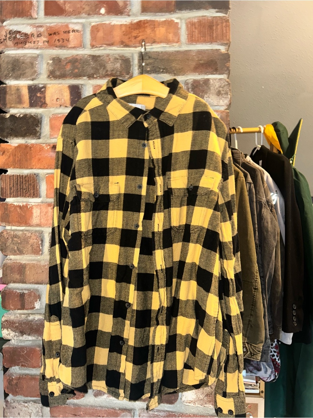 Goodfellow & Co Black and Yellow Buffalo Plaid Shirt Jacket
